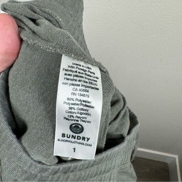 Sundry Equinox Sweatpants Joggers Olive Green Leopard Trim Size 1/Small - Picture 5 of 6
